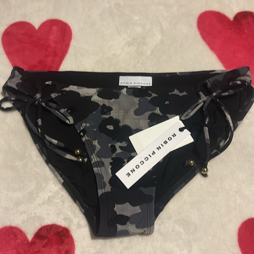 NWT Robin Piccone M Eden Camo grey multi Side Tie Bikini Bottom Swimsuit - Picture 4 of 10